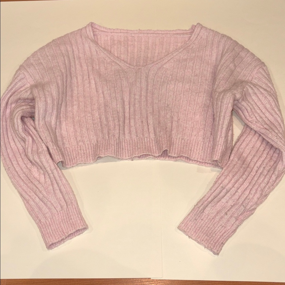 SHEIN Light Pink Ribbed Knit Top